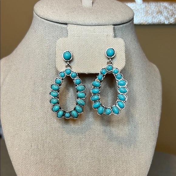 Turquoise Inspired Teardrop Earrings | Boho Western Dangle Earrings - Picture 2 of 4